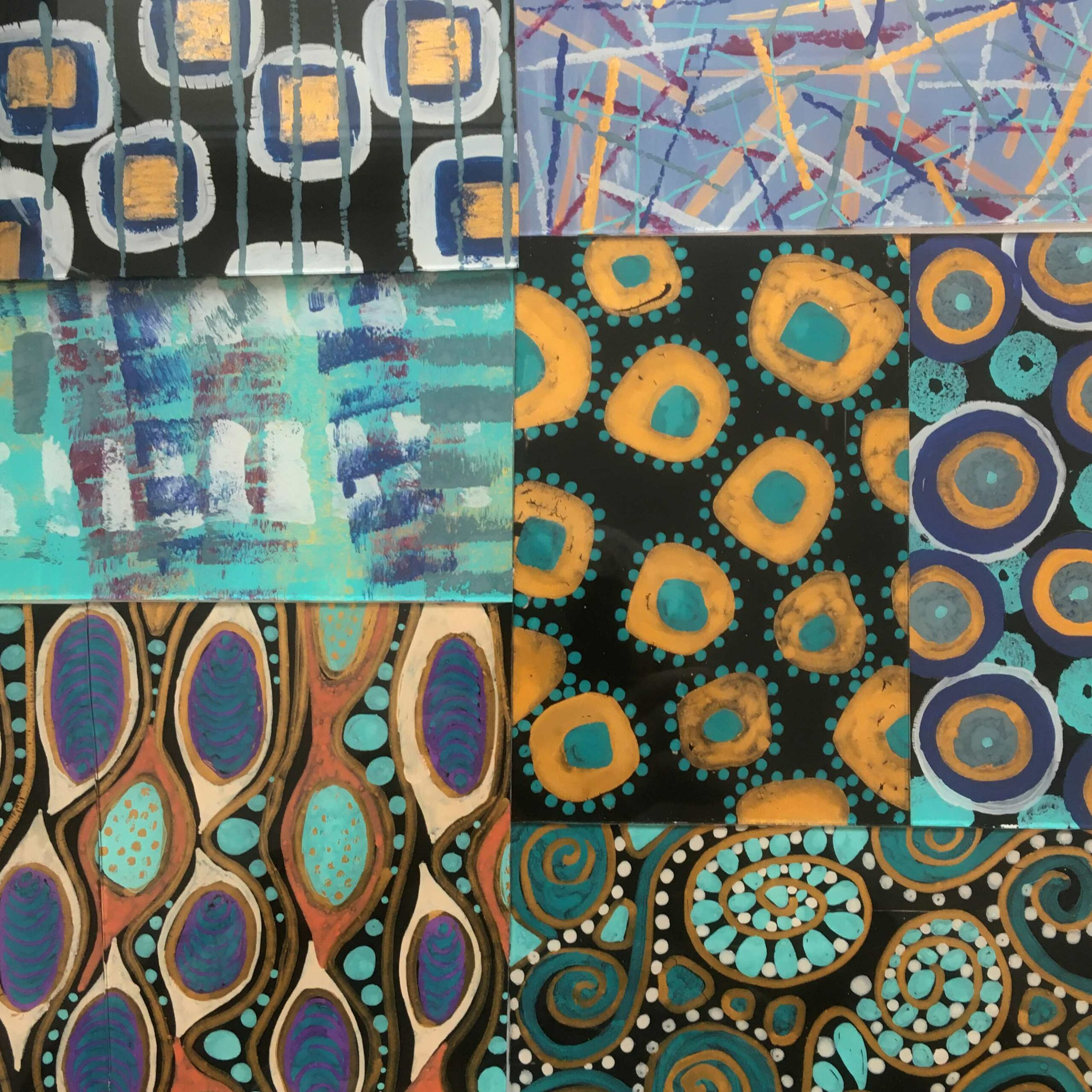 Peinture sous verre camaïeu Bleu 2 – Evelyne Piskiewicz